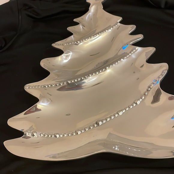 NWT Silver Christmas tree platter O/S - Picture 3 of 9